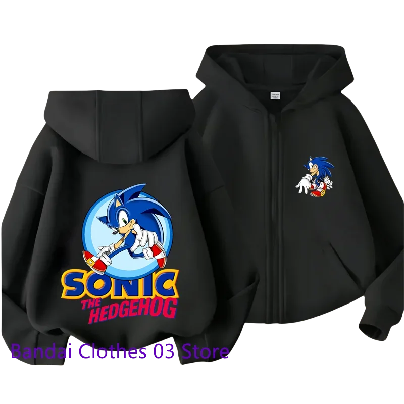 Hot Sonic Lightning Kids Zipper Hoodie Cartoon Print Autumn/Winter Long-sleeved Sweatshirt Casual Jacket Top 2-12 Y Boys Girls