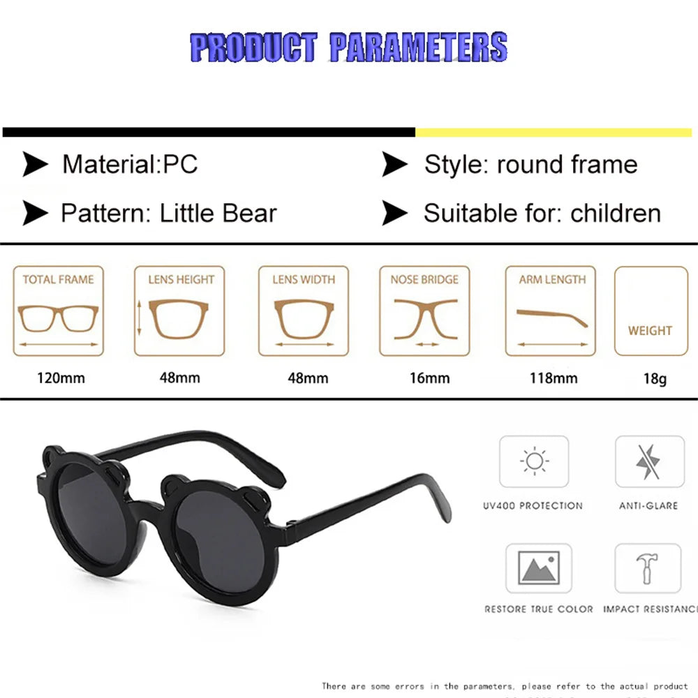 Fashion Children Sunglasses Classic Round Cute Bear Cartoon Sunglasses Girls Boys Kids Sun Glasses UV400 Eyewear Baby Glasses