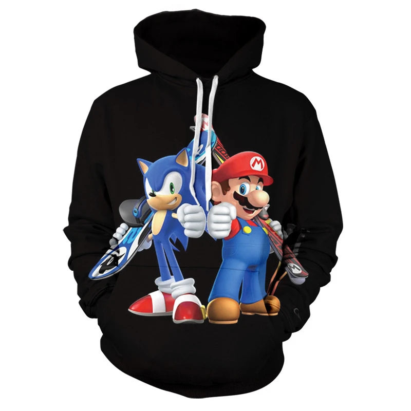 Children's Clothes Sonic 3D Hoodie for Kids Boys and Girls Cartoon Printing Sweatshirt Long Sleeve Spring Autumn Animation