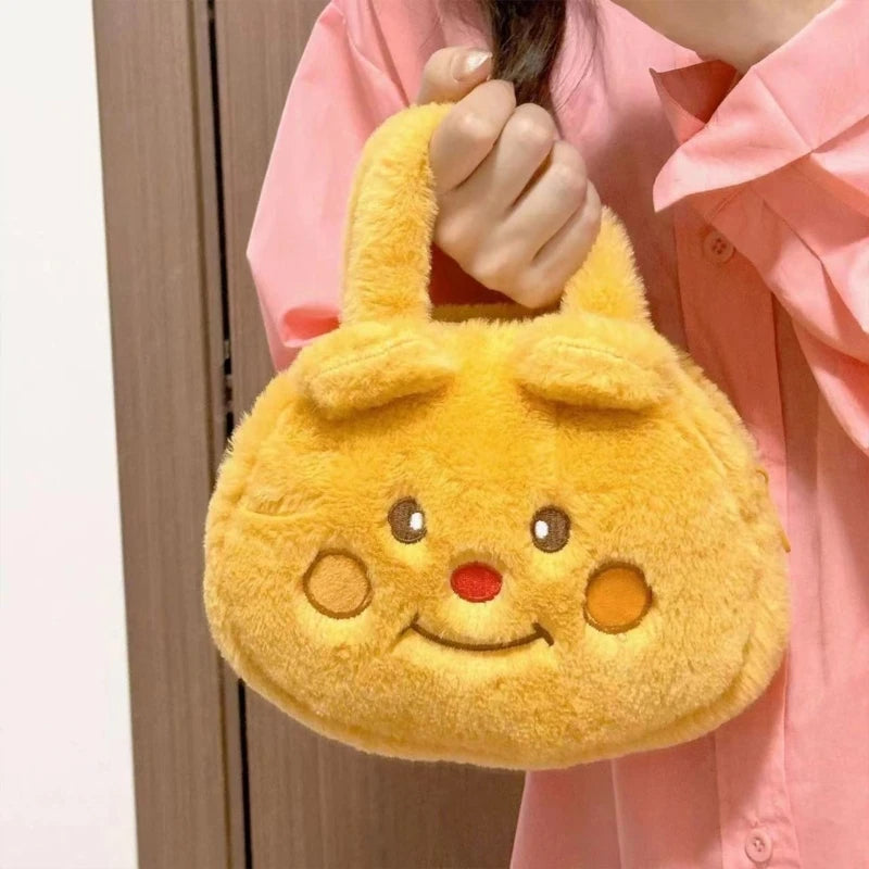 Plush Round Handbag Fashion Soft Furry Small Purse Carry Bags for Girls