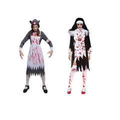 Halloween Blood Nurse Costume Adult Horror Blood Zombie Doctor Nurse Vampire Cosplay Dress Death Ghost Cosplay Party Fancy Dress