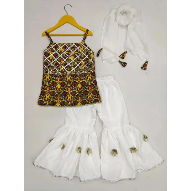 Baby Girls Kurta Sharara Pant Dupatta set Beautiful Ethnic Kurti Pant Top Bottom