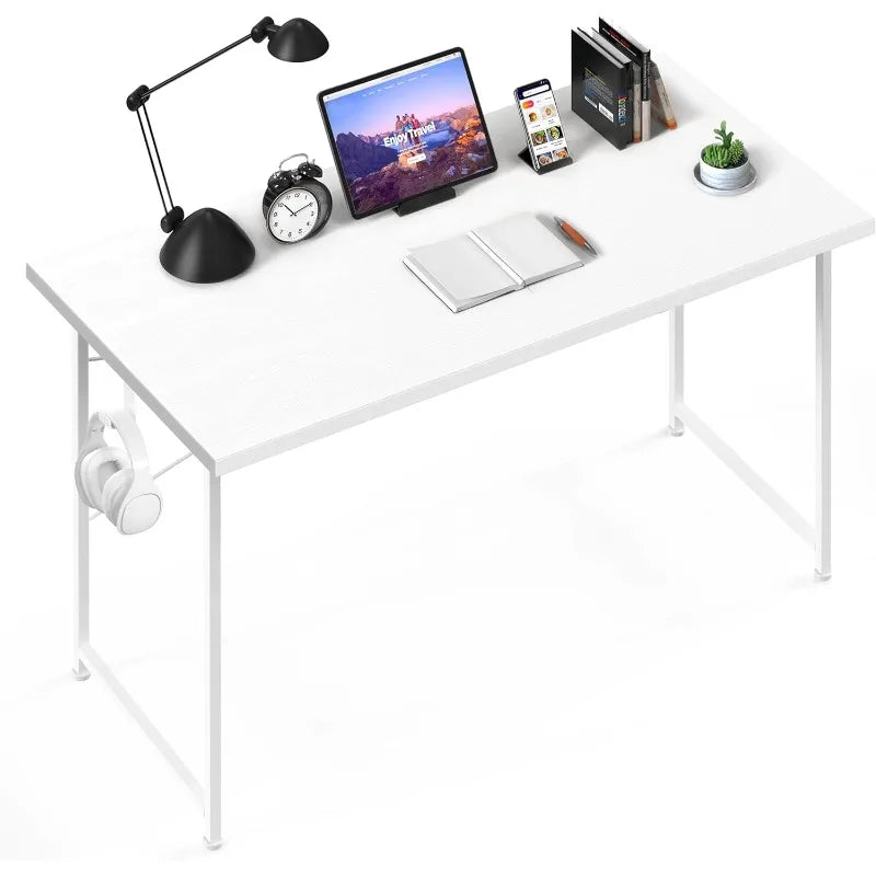 Small Space Writing Desk with Headphone Hooks Modern Simple Design, Suitable for Study, Home Office