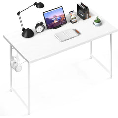 Small Space Writing Desk with Headphone Hooks Modern Simple Design, Suitable for Study, Home Office