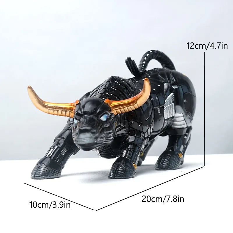 Bull Model Statue Robot Sculpture Office Desk Home Decoration Coins Badge Wall Street OX Bitcoin