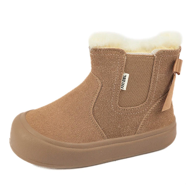 Brand Kids Snow Boots 2024 Winter Toddler Woman Warm Fur Chelsea Ankle Boots Baby Children Girls Fashion Winter Shoes Soft Sole