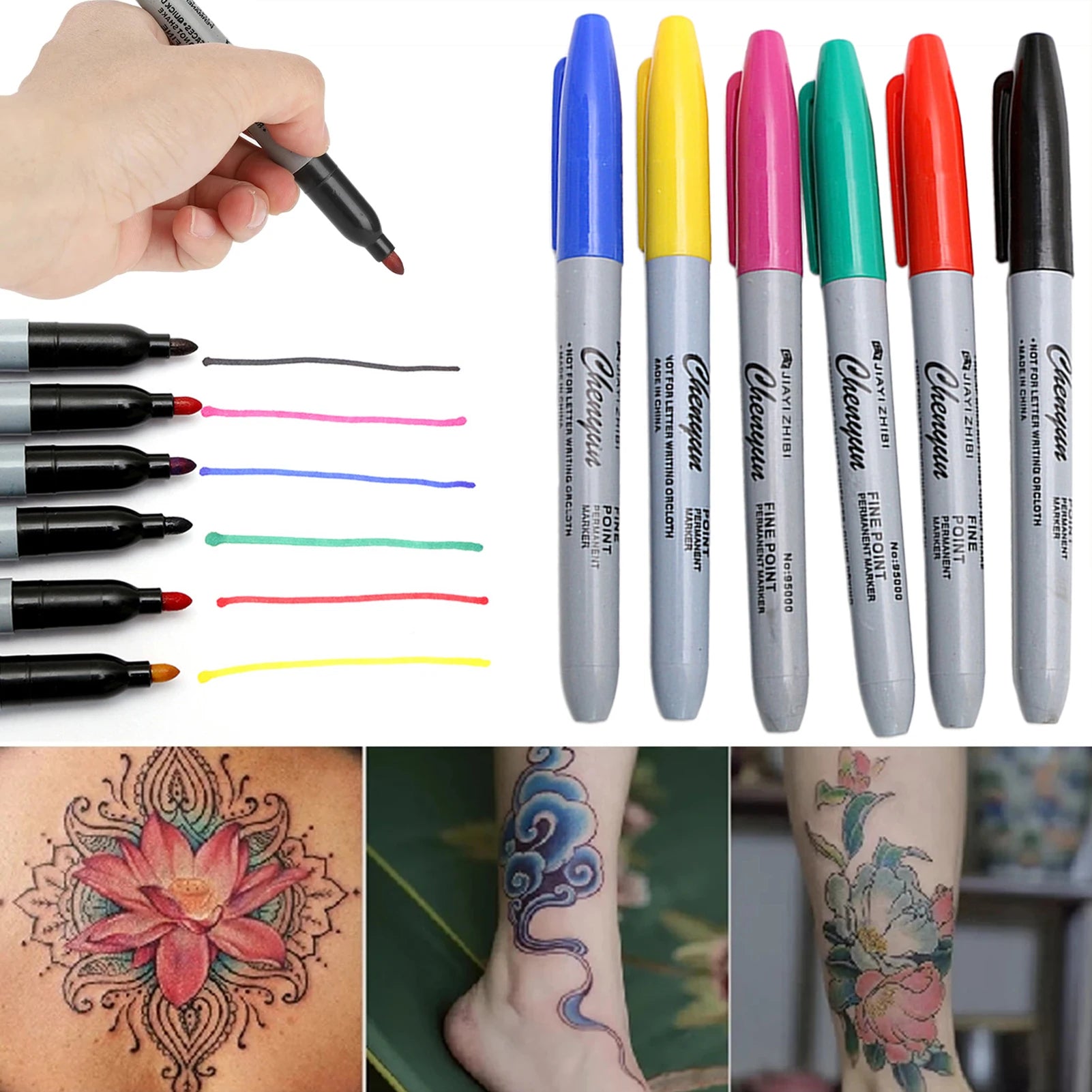 6Pcs Tattoo Piercing Positioning Pen Body Makeup Arts Beauty Supply Tool Makeup Body Arts Beauty Tool