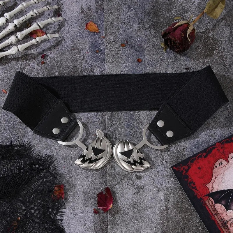 Halloween Pumpkin Head Alloy Buckle Belt Unisex Fashion Personality Skull Waistband Versatile Clothing Accessories