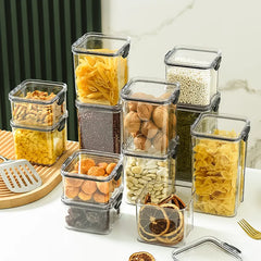 Food Storage Bottle 5 Size Transparent PET Container Box Quick Lock Moisture Water Resistant Kitchen Organizer Jars