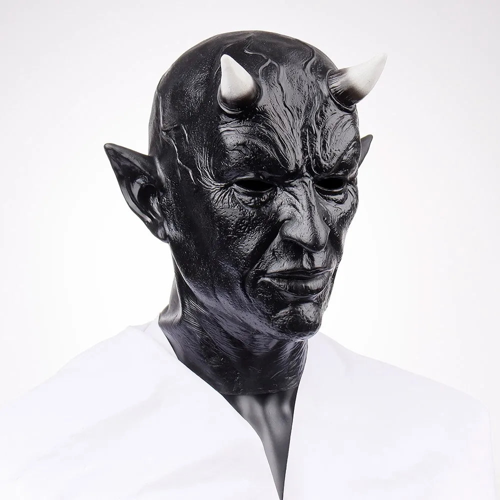 Mephistopheles Demon Horn Mask Cosplay Horror Devil Latex Helmet Halloween Masquerade Carnival Party Costume Props