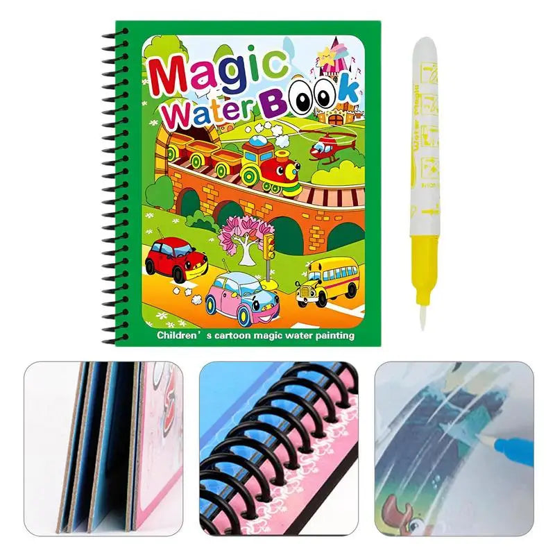 Water Drawing Book Reusable Water-Reveal Activity Pads Preschooler Drawing Toys