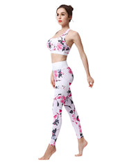 Cloud Hide Flower Printing Yoga Set Gym Outfits Sportswear Women Fitness Tracksuit Bra Top High Waist Leggings Pants Sports Suit