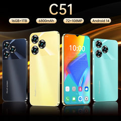 Mobile Phones C51  6.8 HD Screen SmartPhone Original 5G 16+1TB Dual Sim Celular Android Unlocked Cell Phone Global Version