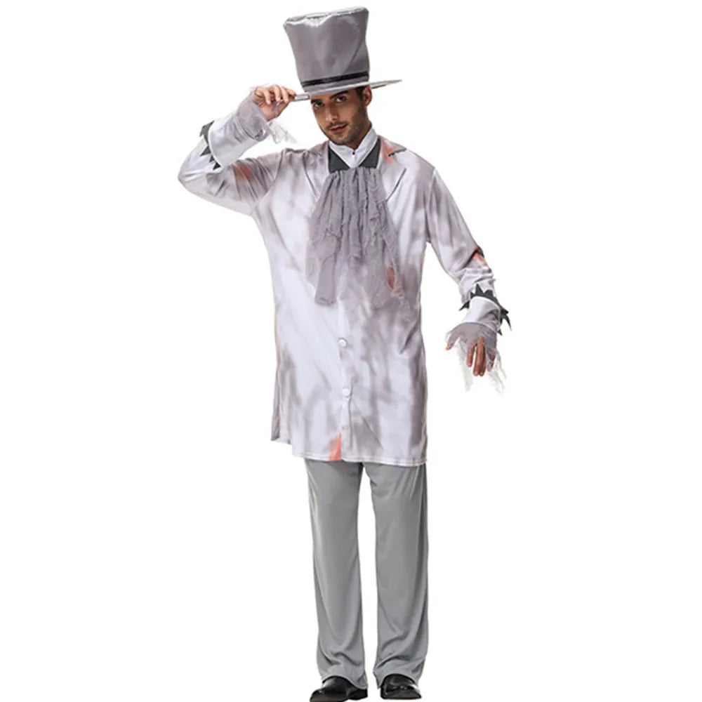 Men Bloody Walking Dead Scary Cosplay Adult Halloween Zombie Costumes Carnival Purim Parade Role Play Show Nightclub Party Dress