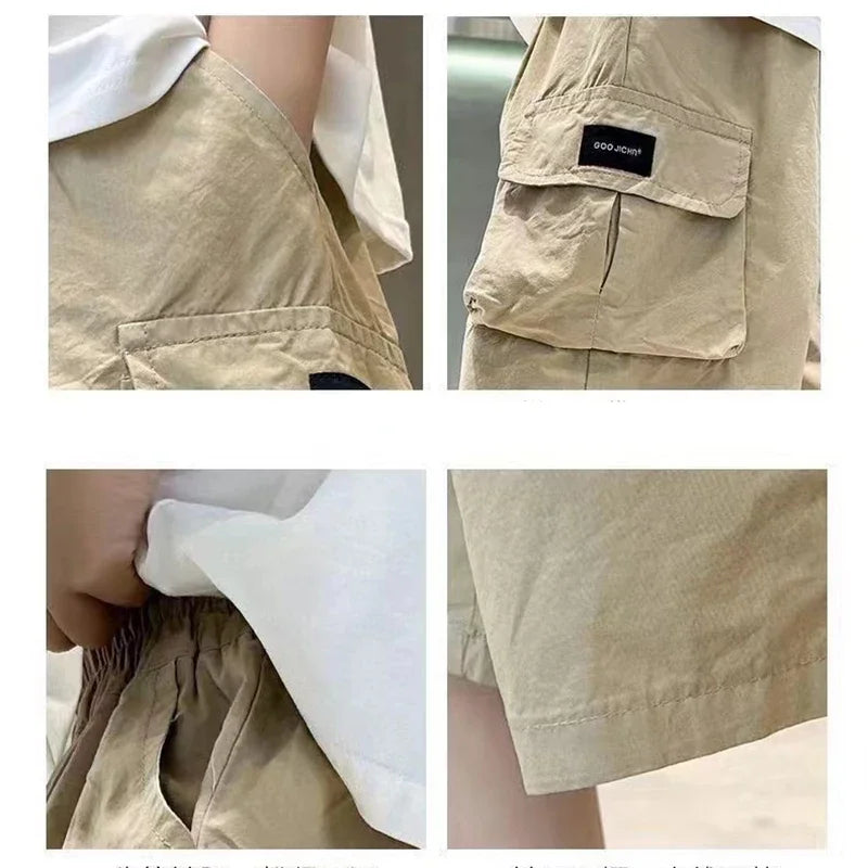 Summer Teenage Boys Pants Stereoscopic Pocket Design Comfortable Loose Fitting Style Short Trousers For Kids