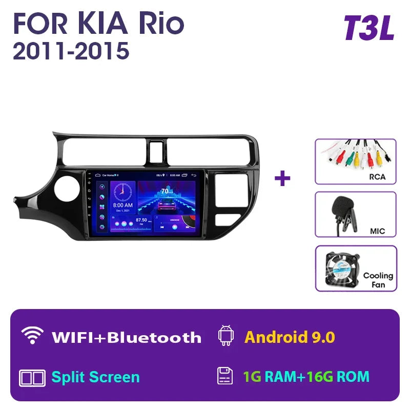 JMCQ 9" Android 11 2DIN 4G+WiFi DSP Car Radio Multimedia Video Player For KIA RIO K3 PRIDE 2011-2015 Navigation GPS 2din Carplay