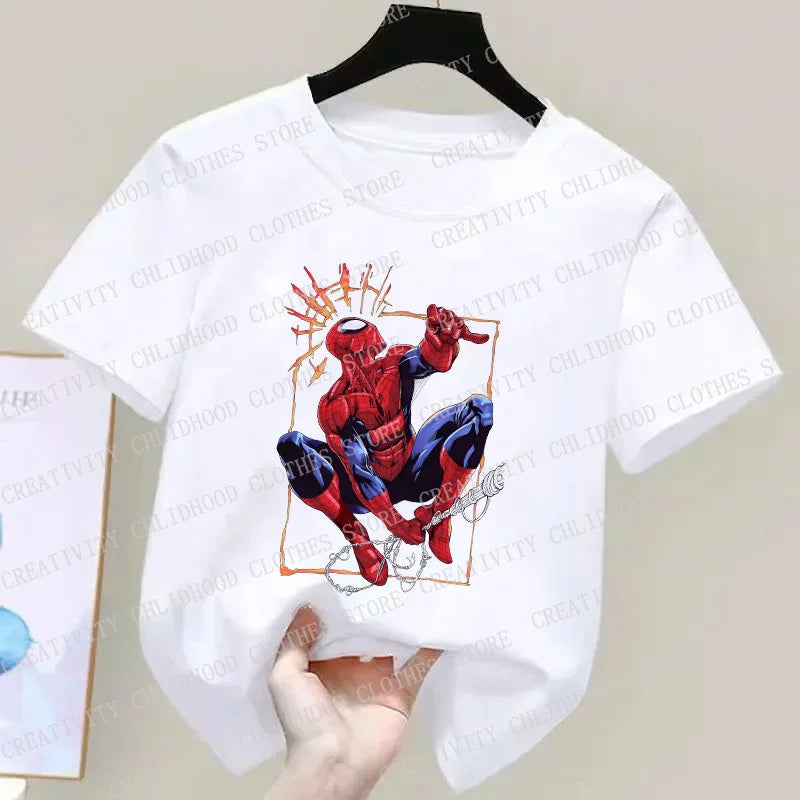 Spider-Man Children T-Shirt Kawaii Animal Superhero Cartoons Kids Tee Shirts