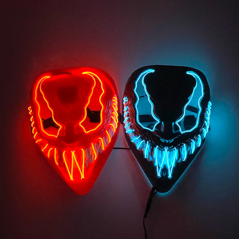 New Arrival Halloween Mask Horror Venom  LED Luminous Mask Cosplay Costume Makeup Prom Party