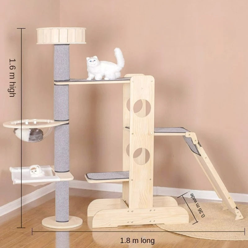 Large Solid Wood Cat Climbing Frame Cat Nest Cat Tree Deluxe Cat Stand Multilayer Solid Wood Cat Scratching Board Cat Tower