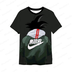 Baby Suit Son Goku Children's Summer Men's T-Shirt Anime Cartoon Print White Balck T-shirt Boys Top