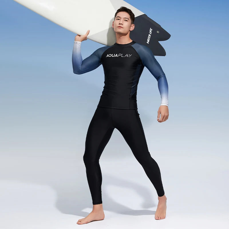 Men‘s Rash Guard Surfing Diving Suits Swimwear Long Sleeve Suit Swimming Surf Clothing