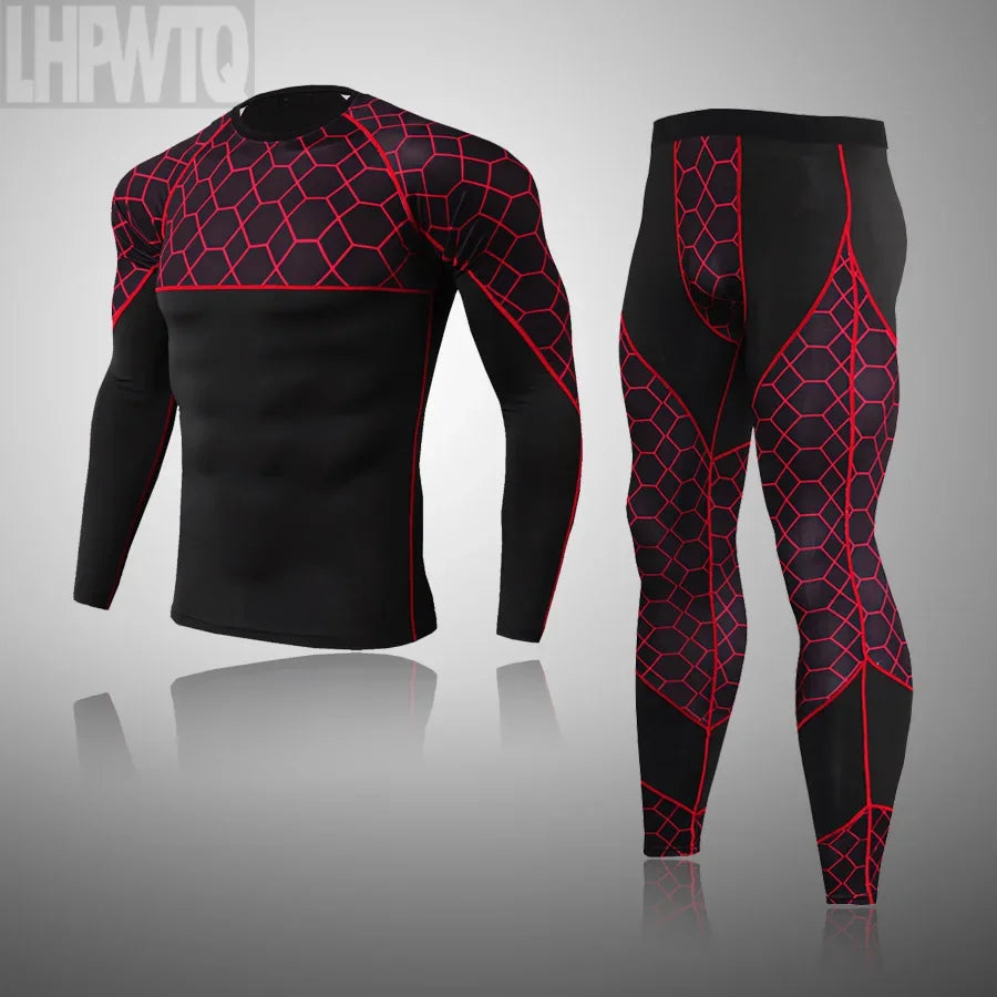 Men's Winter Thermal Underwear Set Gym Clothing Running Man Long Johns Compression tights Suit Gym Man Sport Pants S-XXXXL