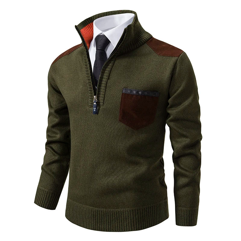 Pullover Men Sweater Cashmere Thick Polo Shirts Korean Half Zipper Cold Blouse Stand Collar Autumn Winter Outerwear Luxury Cloth