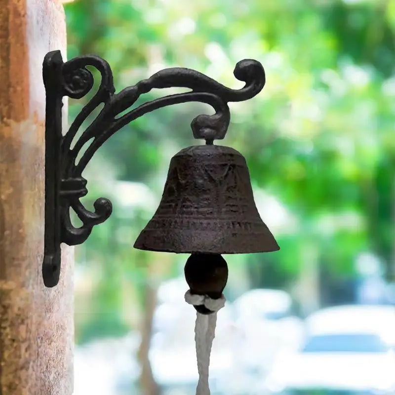 Retro Garden Rustic Bell Vintage Large Cast Iron Wall Mounted Metal Door Bell for Farm House