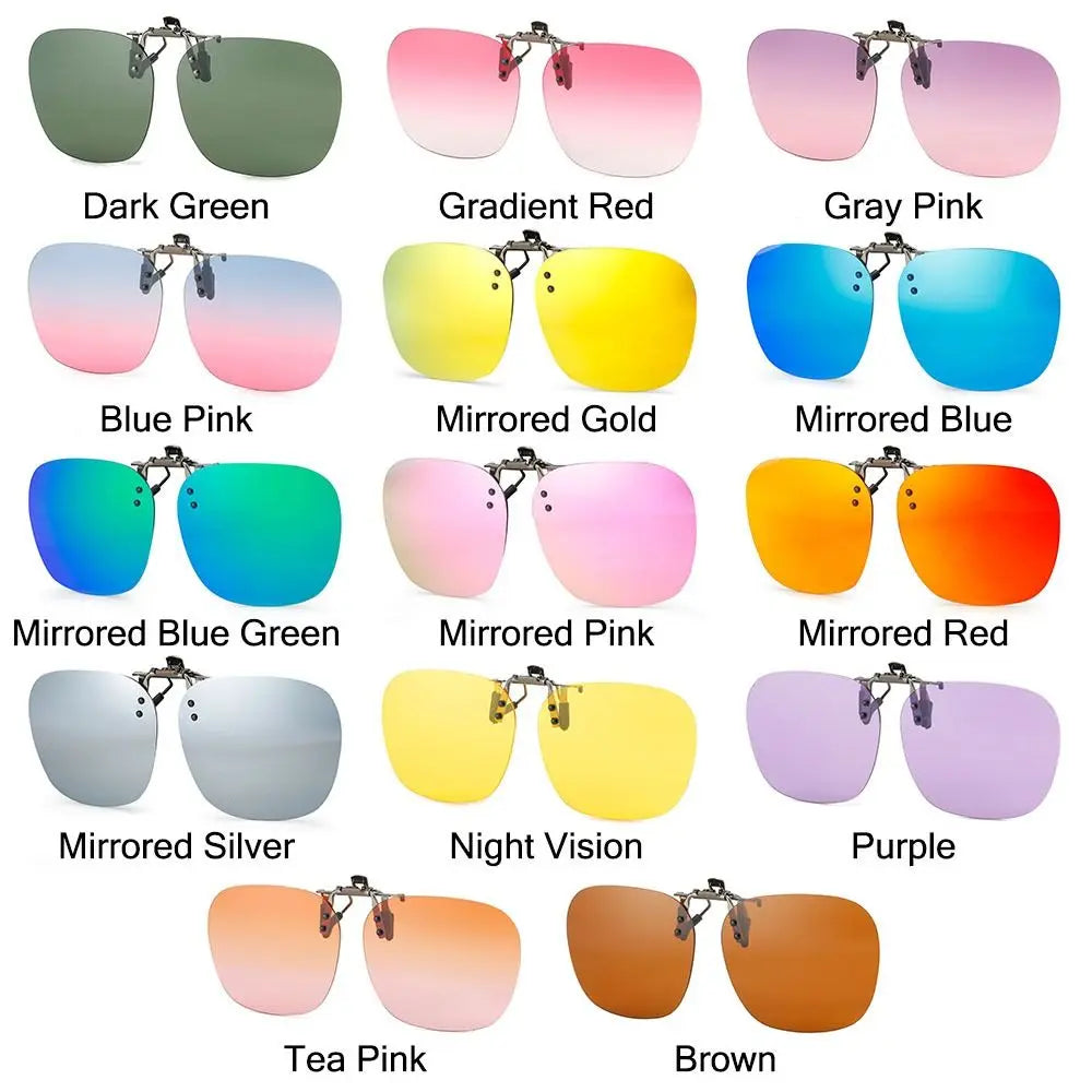 Metal Clip Clip-On Polarized Sunglasses Convenient Rimless Flip-up Sun Glasses for Prescription Glasses