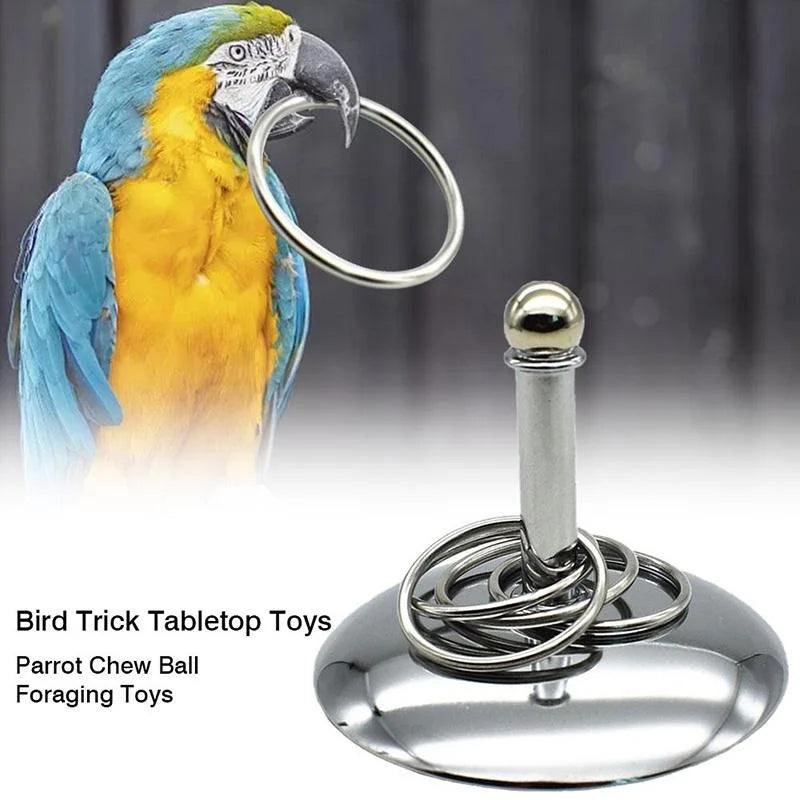 Bird Parrots Interactive Training Toys Intelligence Development Stacking Metal Ring Training Sets Birds Supplies Pet Accessories