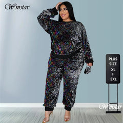 Clothing For Women Two Piece Set Sequins Birthday Outfit Joggers Tracksuit