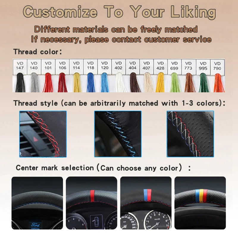 Custom Car Steering Wheel Braid Cover Comfortable 100% Fit For Honda CR-V CRV 2002 2003 2004 2005 2006 Auto Interior Accessories