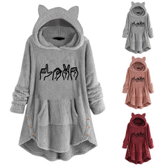 Everyday Print Long Sleeve Sweatshirt Women's Hooded Drawstring Sweatshirt Kpop Pullovers