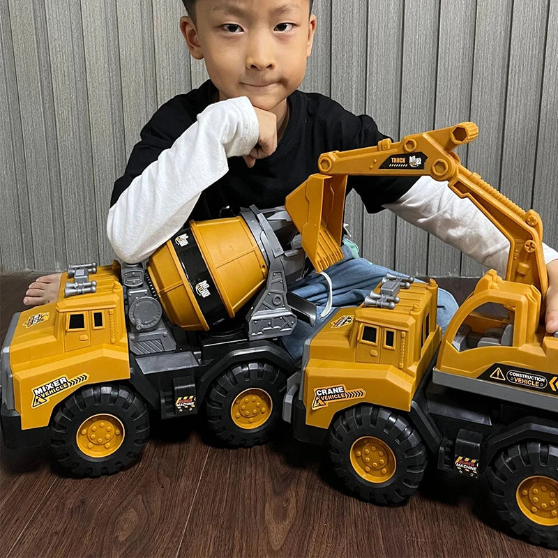 Large Children's Car 4 Wheels Excavator Trucks Shovel Loader Tipper Mixer Lifting Crane Truck Model Transport Cart Kids Gifts