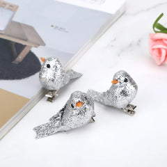 Silver Artificial Bird Simulation Decor Garden Home Decoration Prop