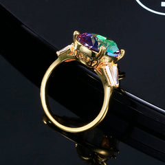 Zircon Ring Ladies Color Tourmaline Ring Oval Fashion Party Wedding Valentine Gift Women Finger Ring