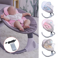 Electric Baby Swing Chair, 0-18 Months Baby Musical Rocking Cradle with Sunshade and Mosquito Net