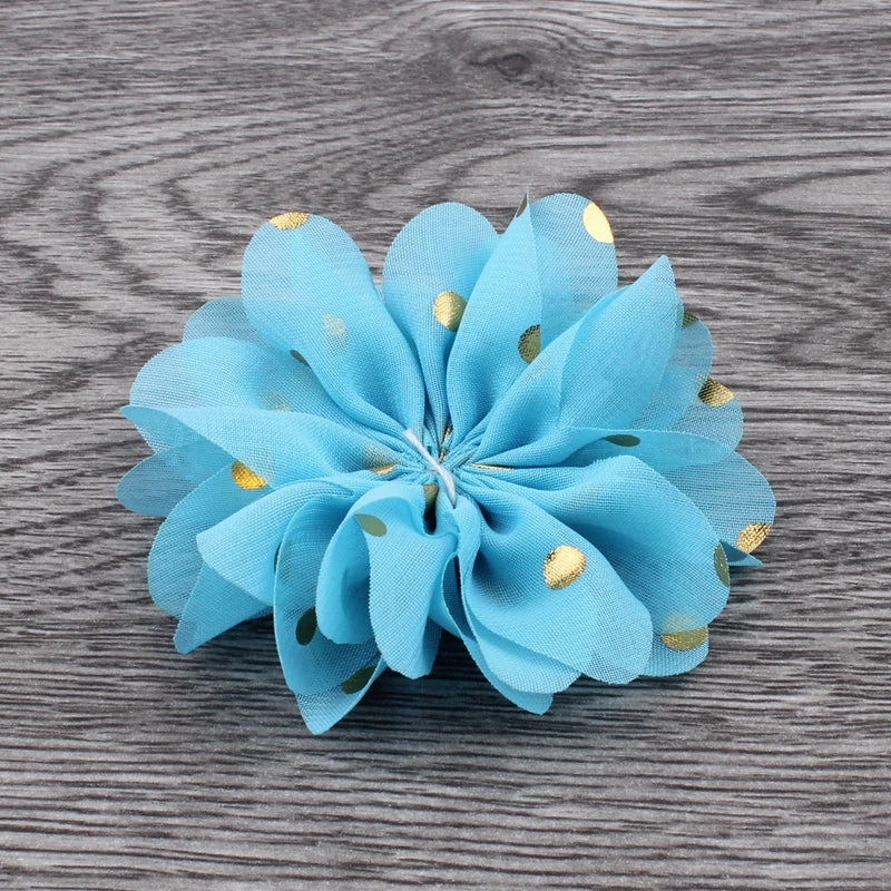 Fashion Gold Point Puffy Flower For Hair Accessories Ballerina Chiffon Flower Ornaments For Wedding Bouquet