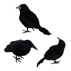 6PCS Black Feather Crow Halloween Props Mock Crow Spooky Feather Decoration Props Halloween Party Scary Animal Horror Props