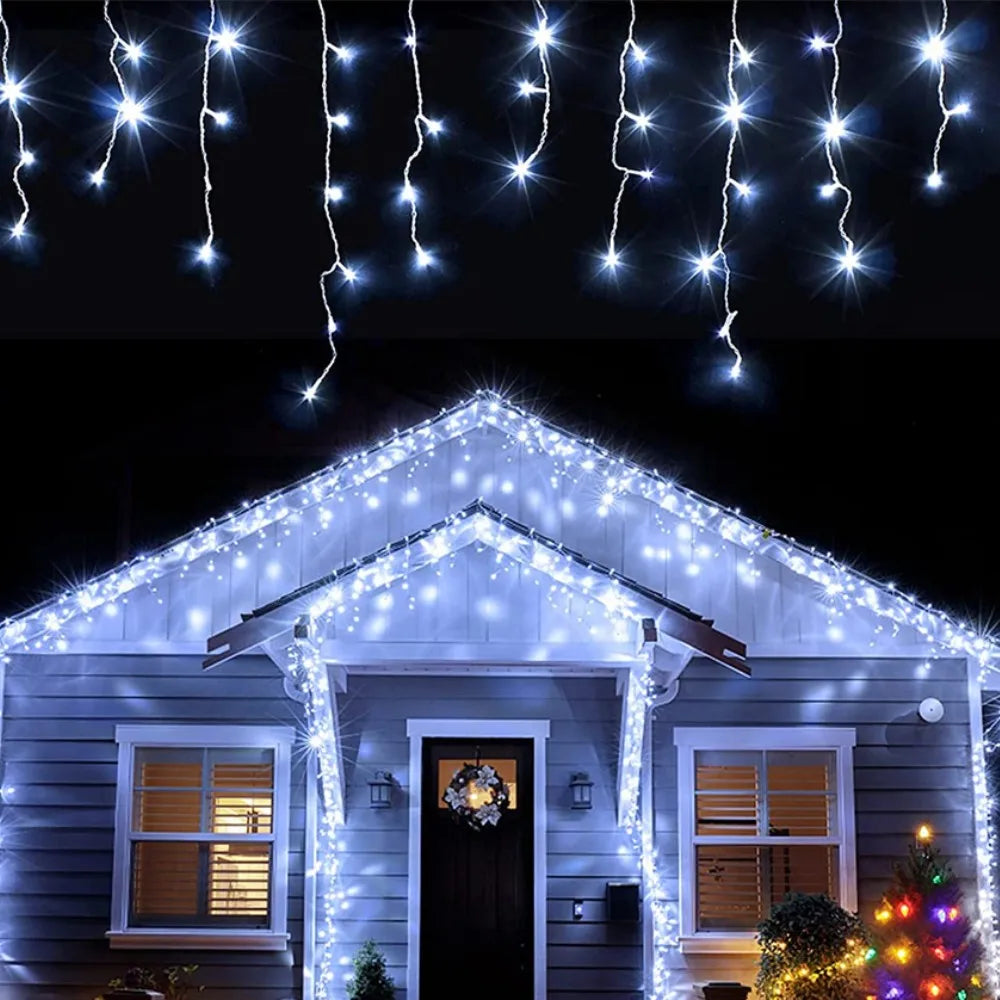 5M Waterproof Outdoor Christmas Light Droop 0.4-0.6m Led Curtain Icicle String Lights Garden Mall Eaves Decorative Lights