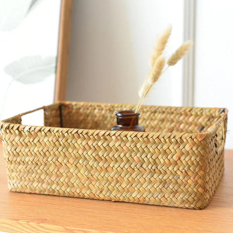 Natural Large Woven Seagrass Basket of Straw Wicker for Home