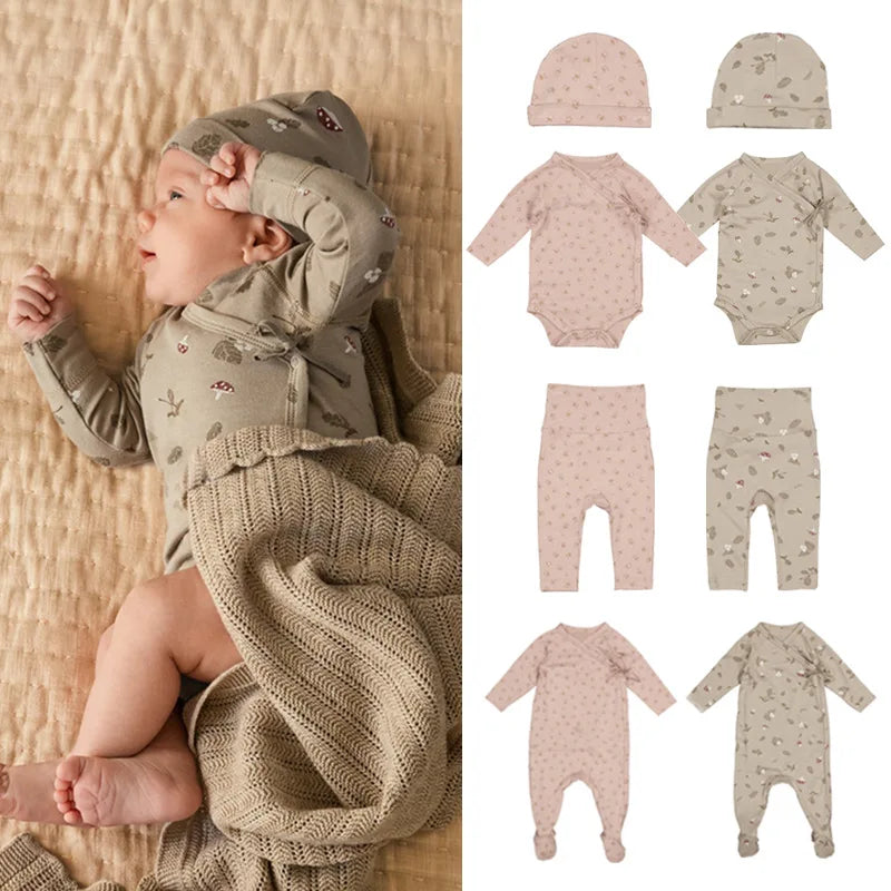 New Spring Baby Girl Clothes Floral Bodysuit Pants Sets Long Sleeve Cotton Infant Spring Clothes Suits Infant Boy Cute Sets
