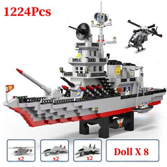 Compatible with Lego Military Navy Ship Set Building Blocks Toy Model Battleship Aircraft Carrier for Boy