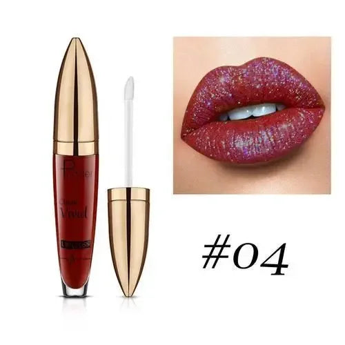 Pudaier Lipstick Glitter Lip Gloss Diamond Shimmer Pigment Metallic Glossy Lip Gloss Matte to Sparkling Lip Tint Liquid Lipstick