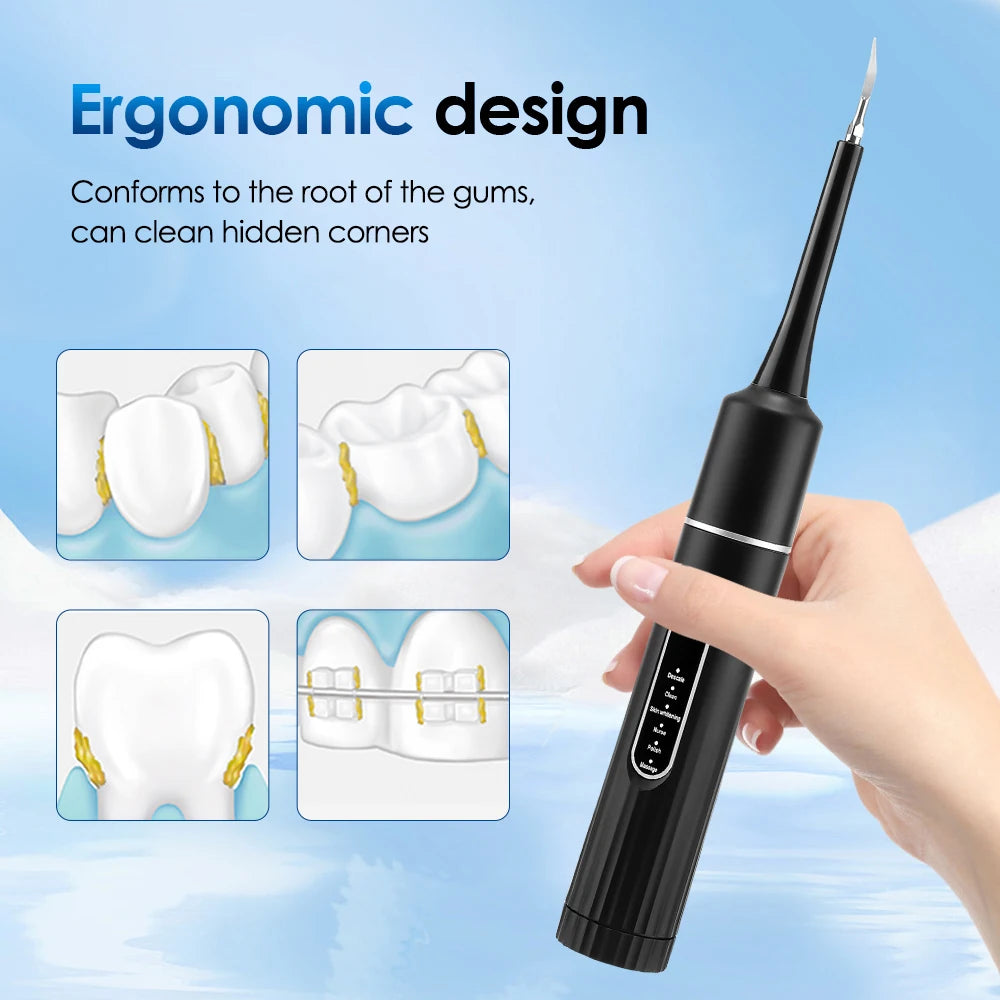 Electric Teeth Cleaner 6 Intensity Levels Portable Household Toothbrush Tartar Stains Dental Calculus Remover Teeth Whitening