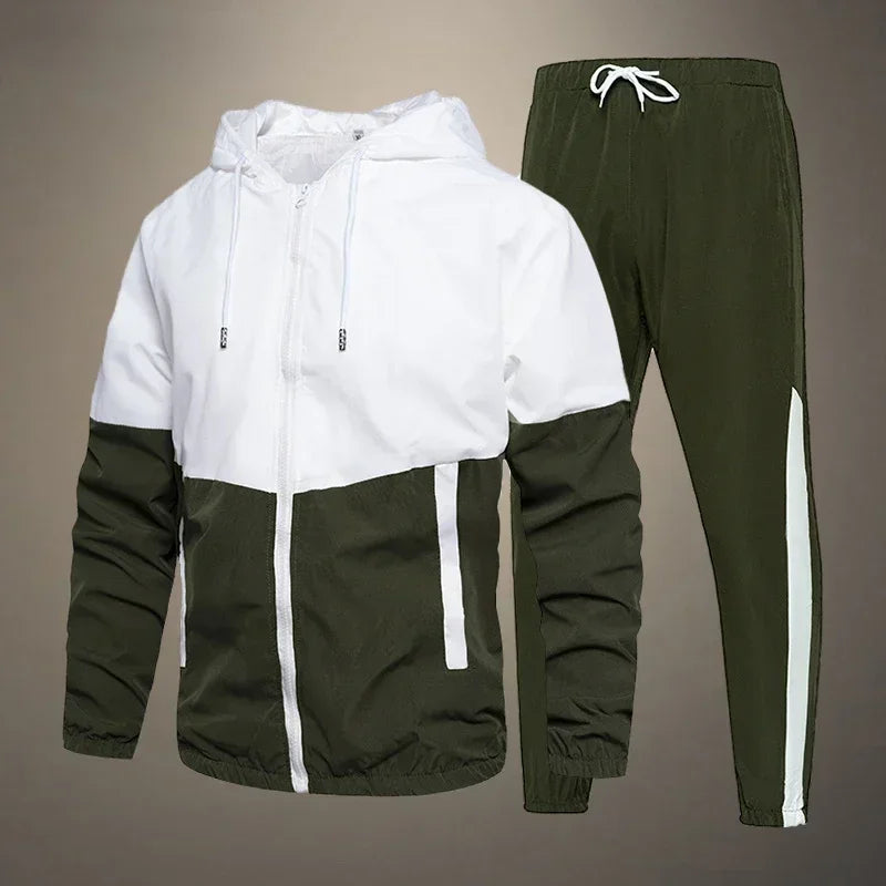 Men Tracksuit Casual Set Autumn Male Joggers Hooded Sportswear