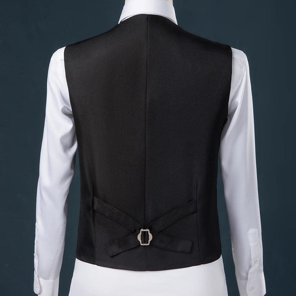 Fashion Casual High Quality Solid Color Single Breasted Slim Large Size Business Vest Waistcoat Men