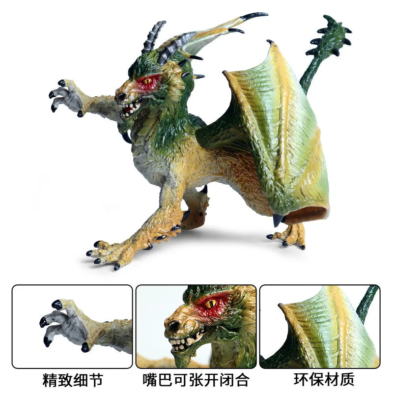 Children solid toy dinosaur model plastic model ornaments ancient mythical animal warcraft dragon wild dragon fire dragon