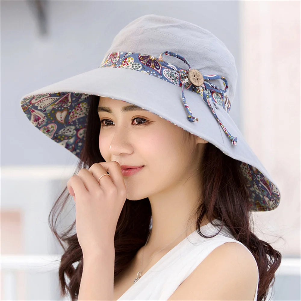 Bucket Hat Women Fashion Summer Wide Brim Hat