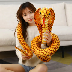 Snake Realistic Cobra Figure Lifelike Python Plush Toy Soft Stuffed Animal Decor Birthday Gifts for Children